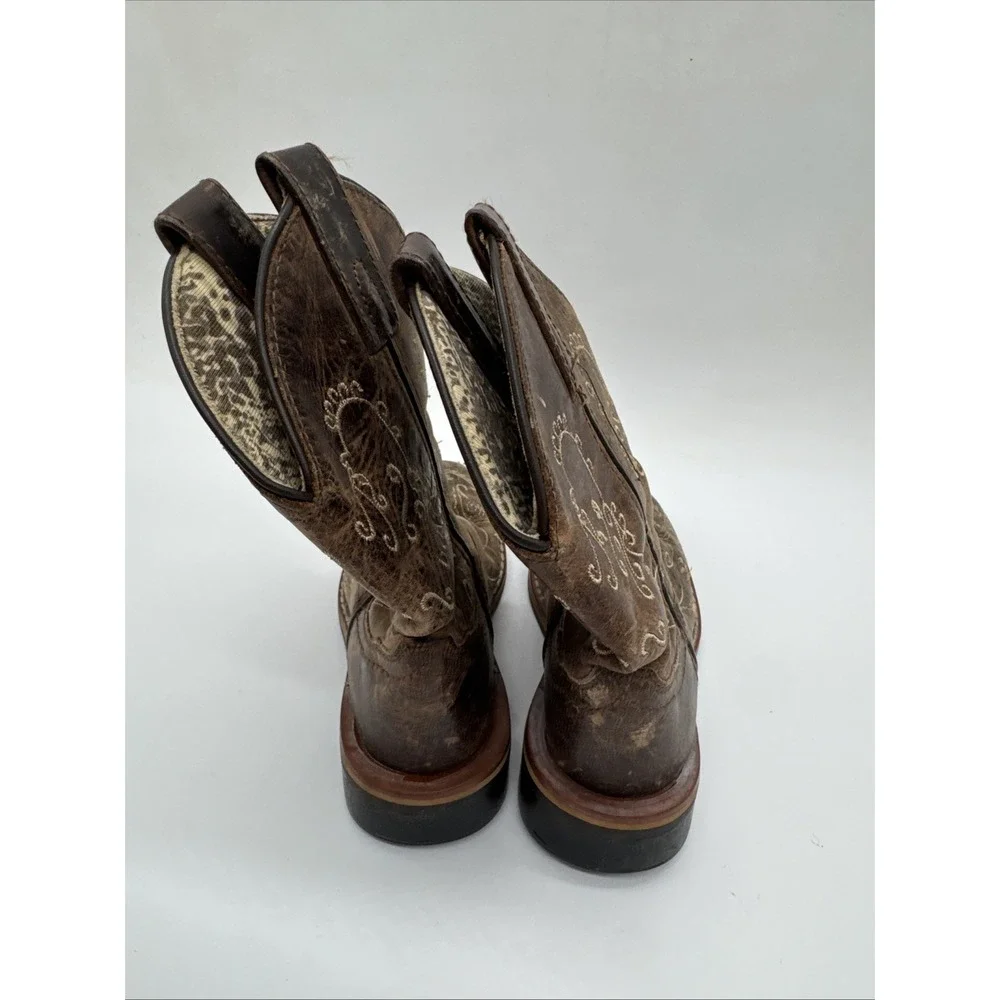 Smoky Mountain Western Boots Square Toe Brown Little Girls Youth Size 11